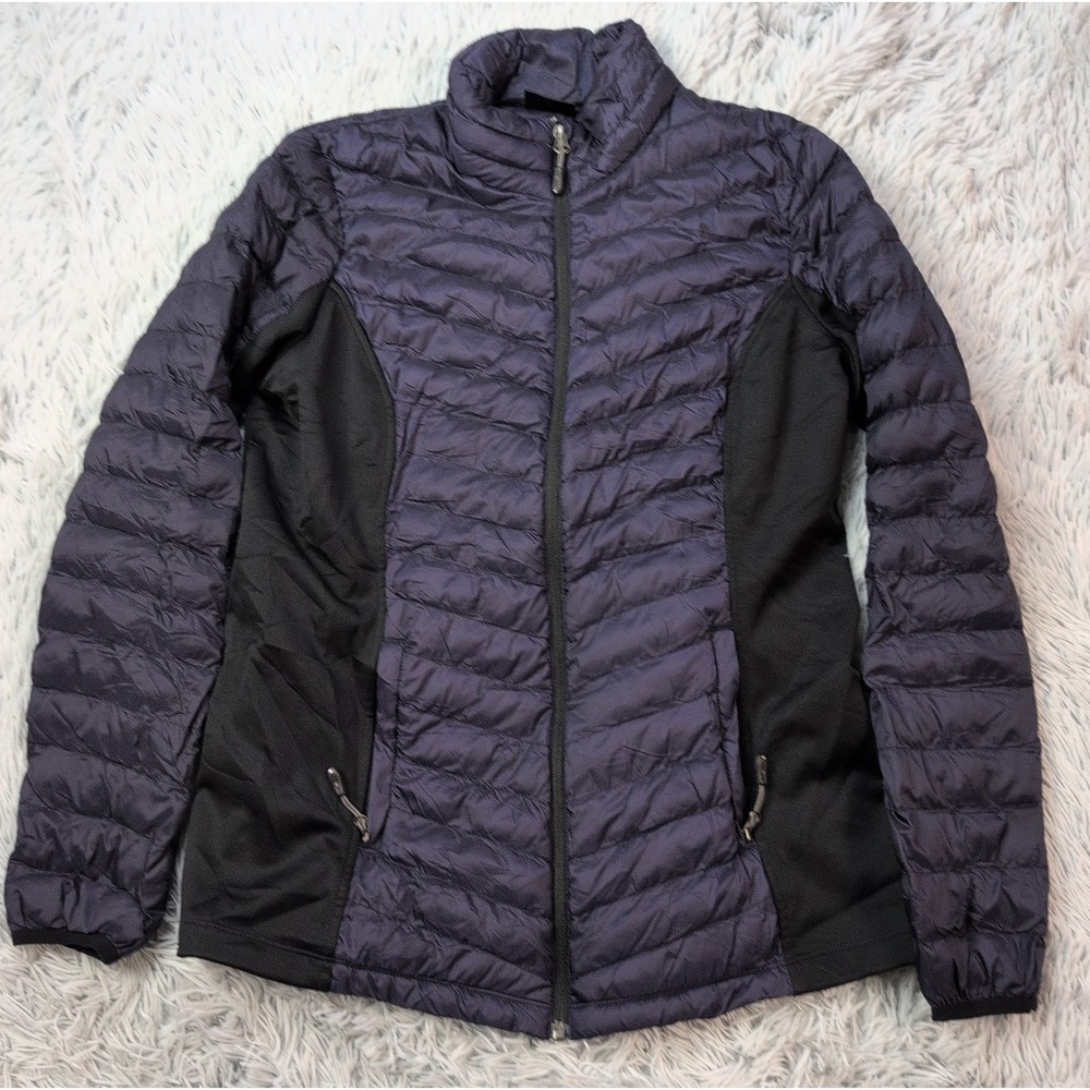 32 Heat Jacket Womens M Blue Puffer Coat Zip Up Pockets Cozy Athletic Active